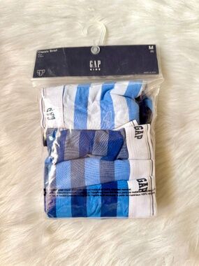 Gap Kids Boys M 8 Cotton Briefs 4 Pack Blue Striped Underwear